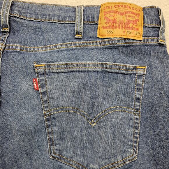 Levi Strauss 559 Men’s 42x29 Relaxed Straight Stretch Jeans Medium Wash Flex - Picture 10 of 10